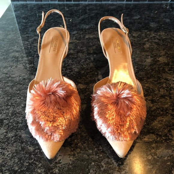 Aquazzura Powder Puff Slingbacks in Powder Pink - Picture 2 of 7